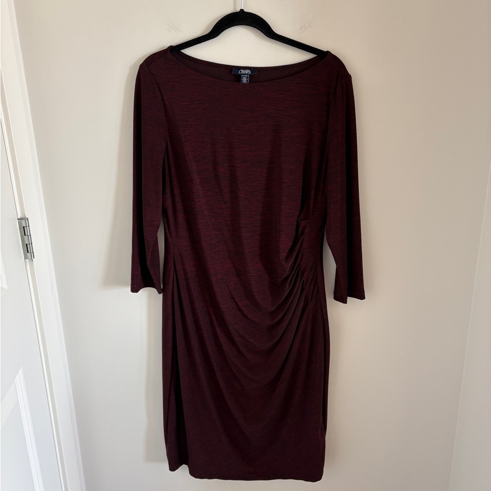 Chaps Deep Red Long Sleeve Dress Size XL